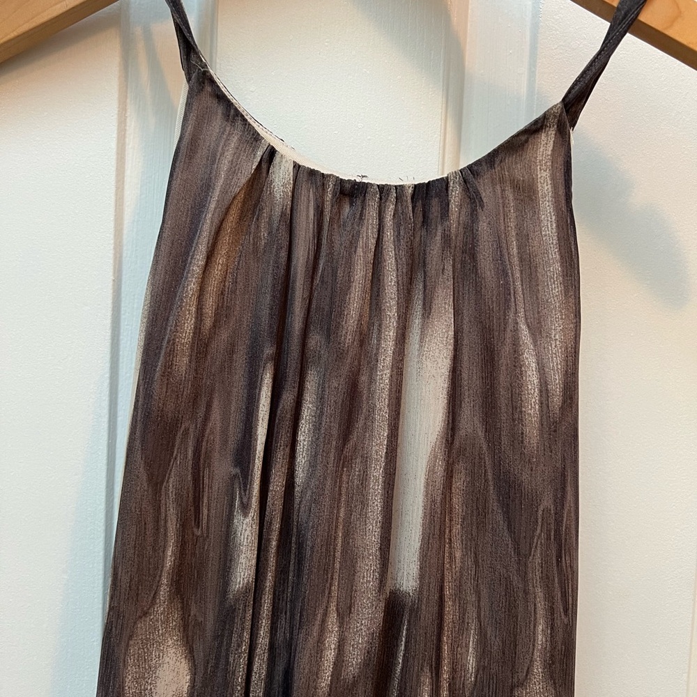 RW&CO. Cream and Tan Georgette maxi dress